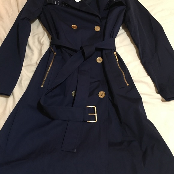 michael kors trench coat in navy blue - Picture 2 of 3
